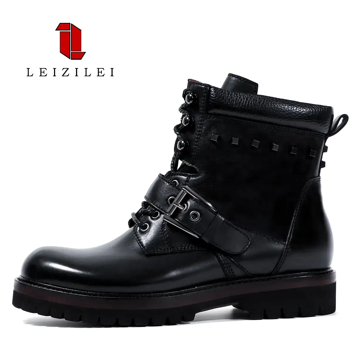 Men's punk leather boots genuine leather lace-up Martin boots 528H02