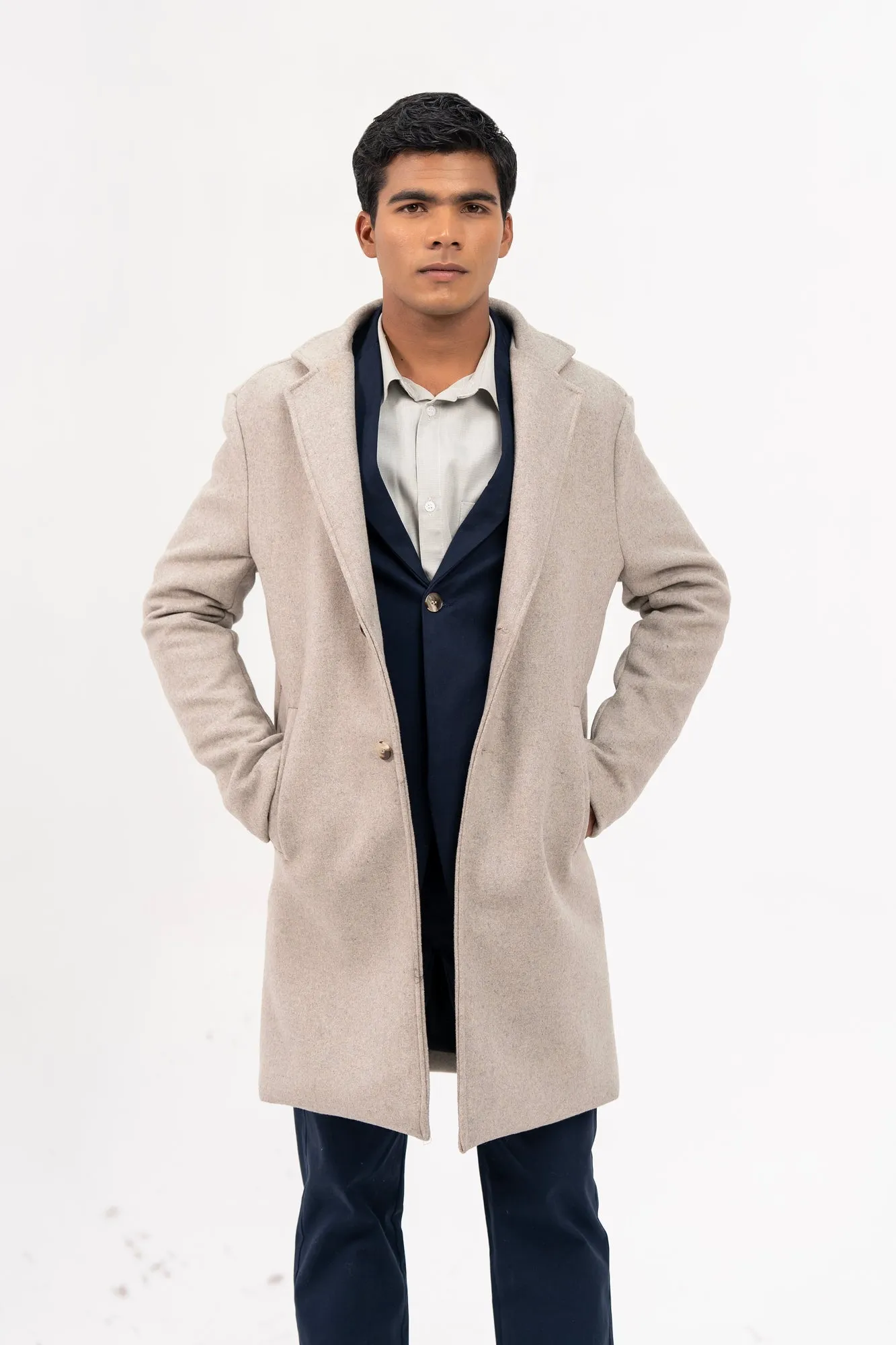 Men's Wool Coat - Light Grey