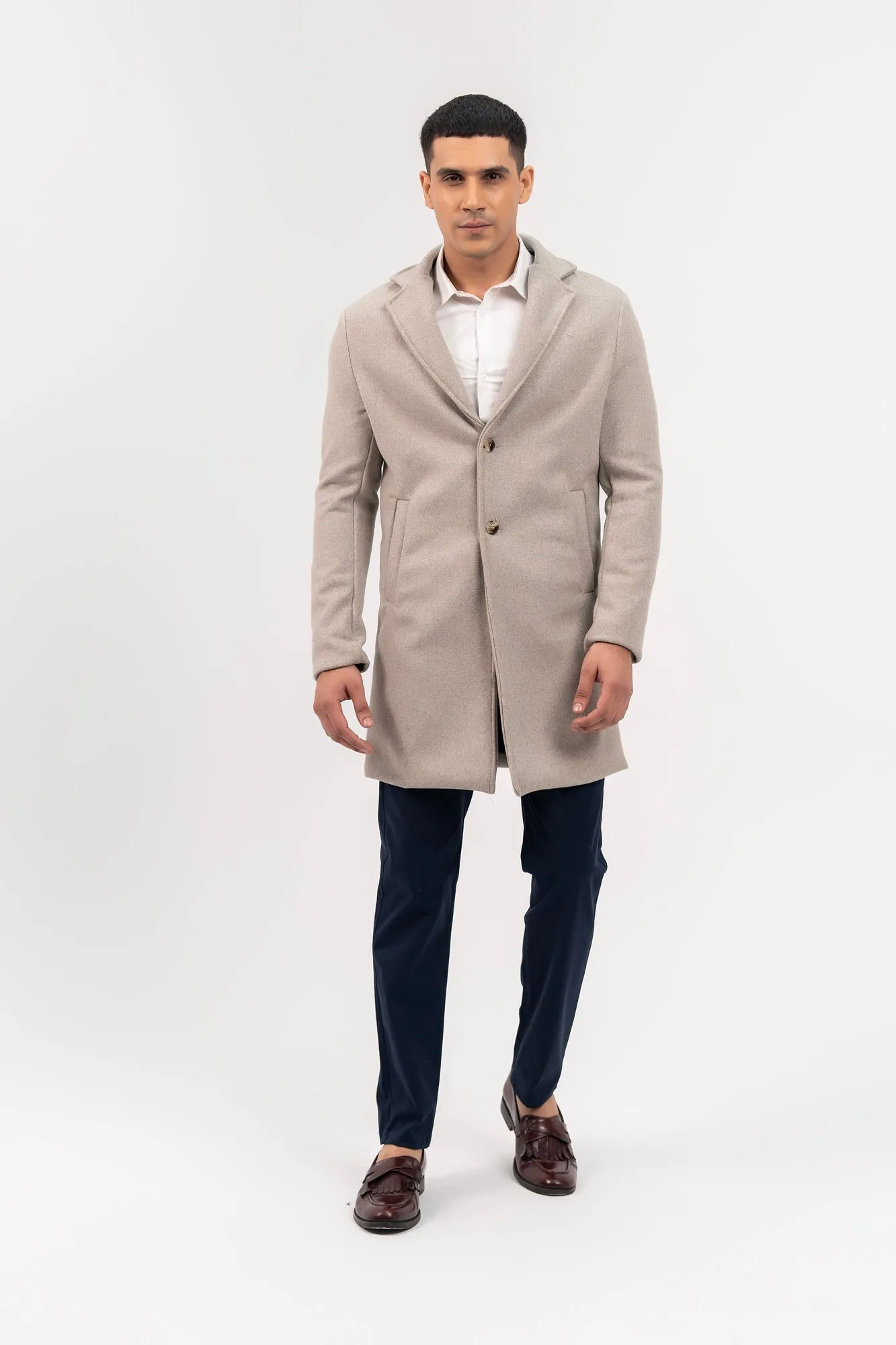 Men's Wool Coat - Light Grey