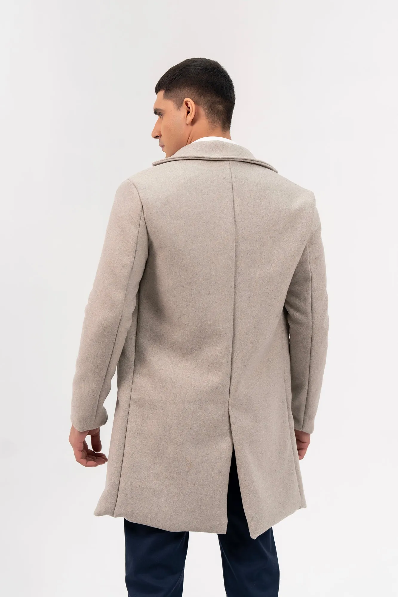 Men's Wool Coat - Light Grey