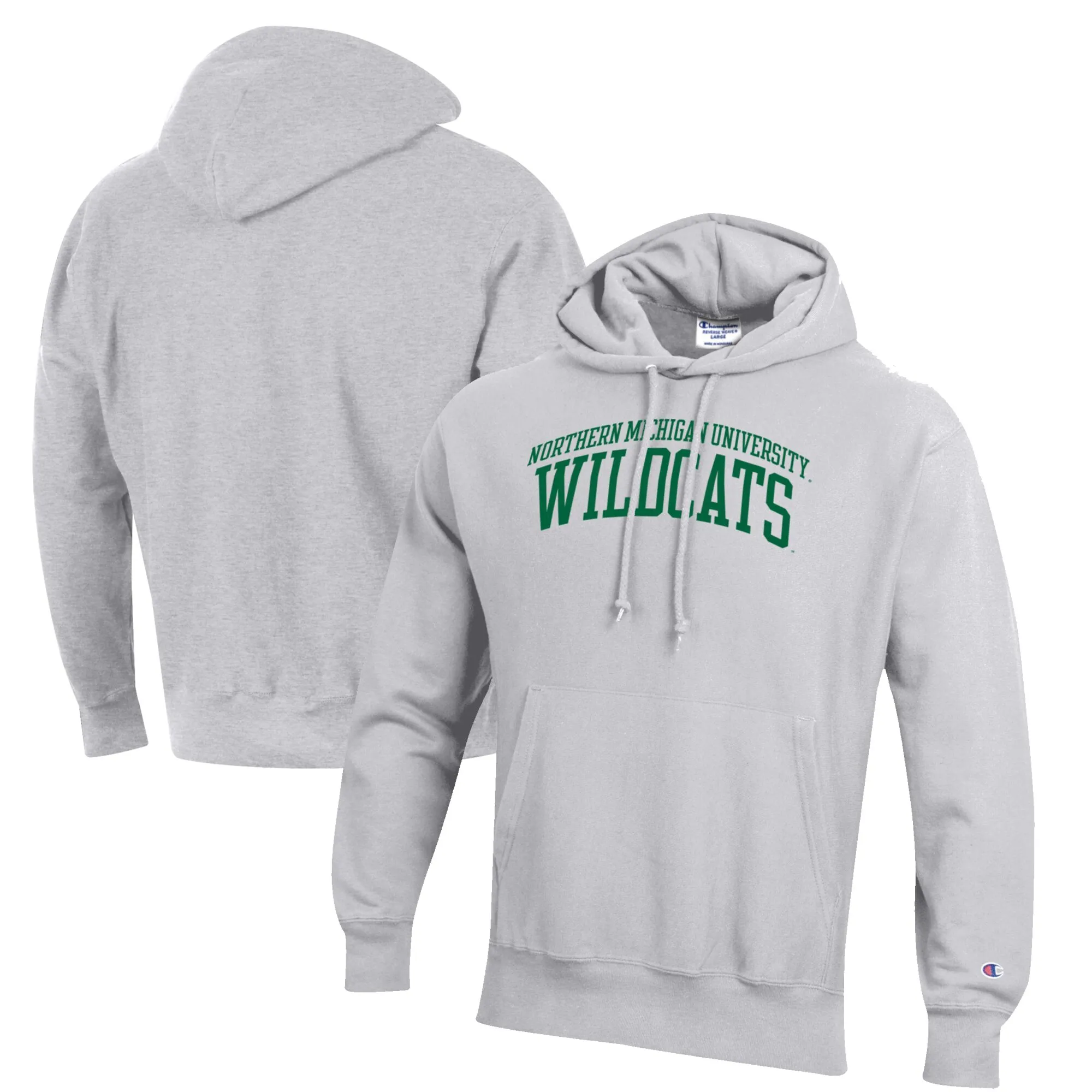 Men's Champion Heathered Gray Northern Michigan Wildcats Reverse Weave Fleece Pullover Hoodie