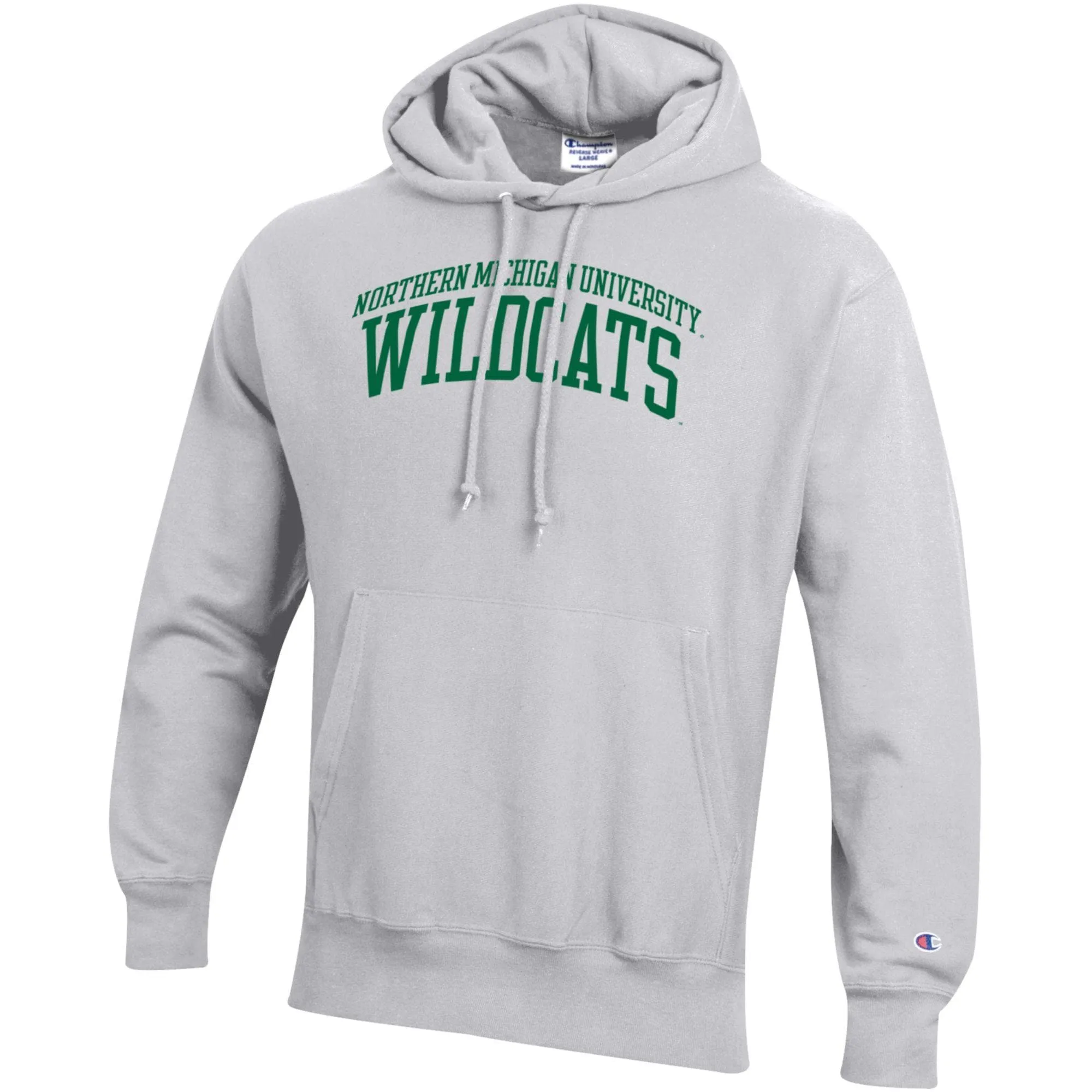 Men's Champion Heathered Gray Northern Michigan Wildcats Reverse Weave Fleece Pullover Hoodie