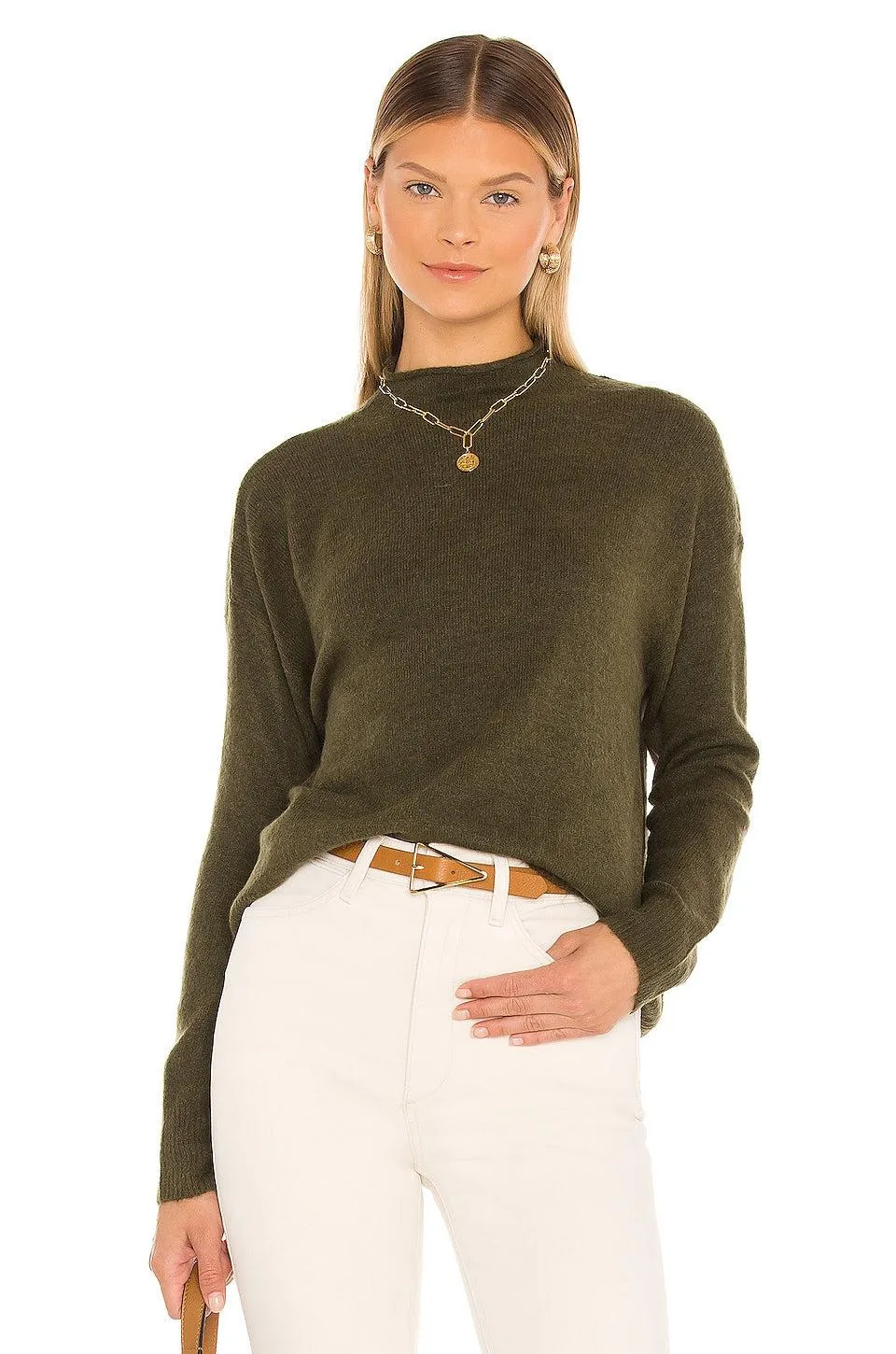 Minkpink Atar Funnel Neck Knit in Khaki