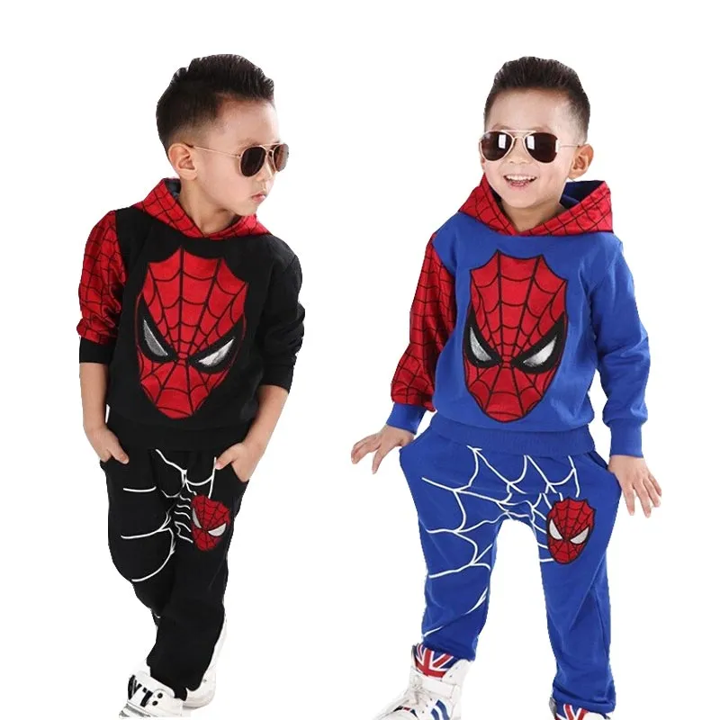 New Baby Boys Spring Autumn Spiderman Sports suit 2 pieces set Tracksuits Kids Clothing sets 100-150cm Casual clothes Coat+Pant