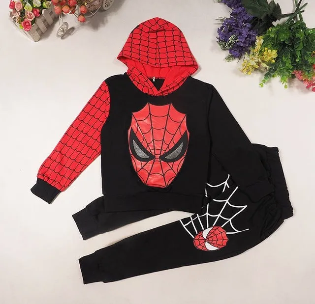 New Baby Boys Spring Autumn Spiderman Sports suit 2 pieces set Tracksuits Kids Clothing sets 100-150cm Casual clothes Coat+Pant