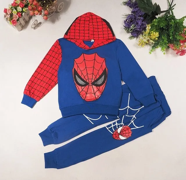 New Baby Boys Spring Autumn Spiderman Sports suit 2 pieces set Tracksuits Kids Clothing sets 100-150cm Casual clothes Coat+Pant