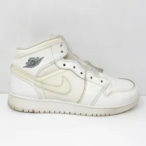 Nike Boys Air Jordan 1 Mid 554725-102 White Basketball Shoes Sneakers Size 6Y