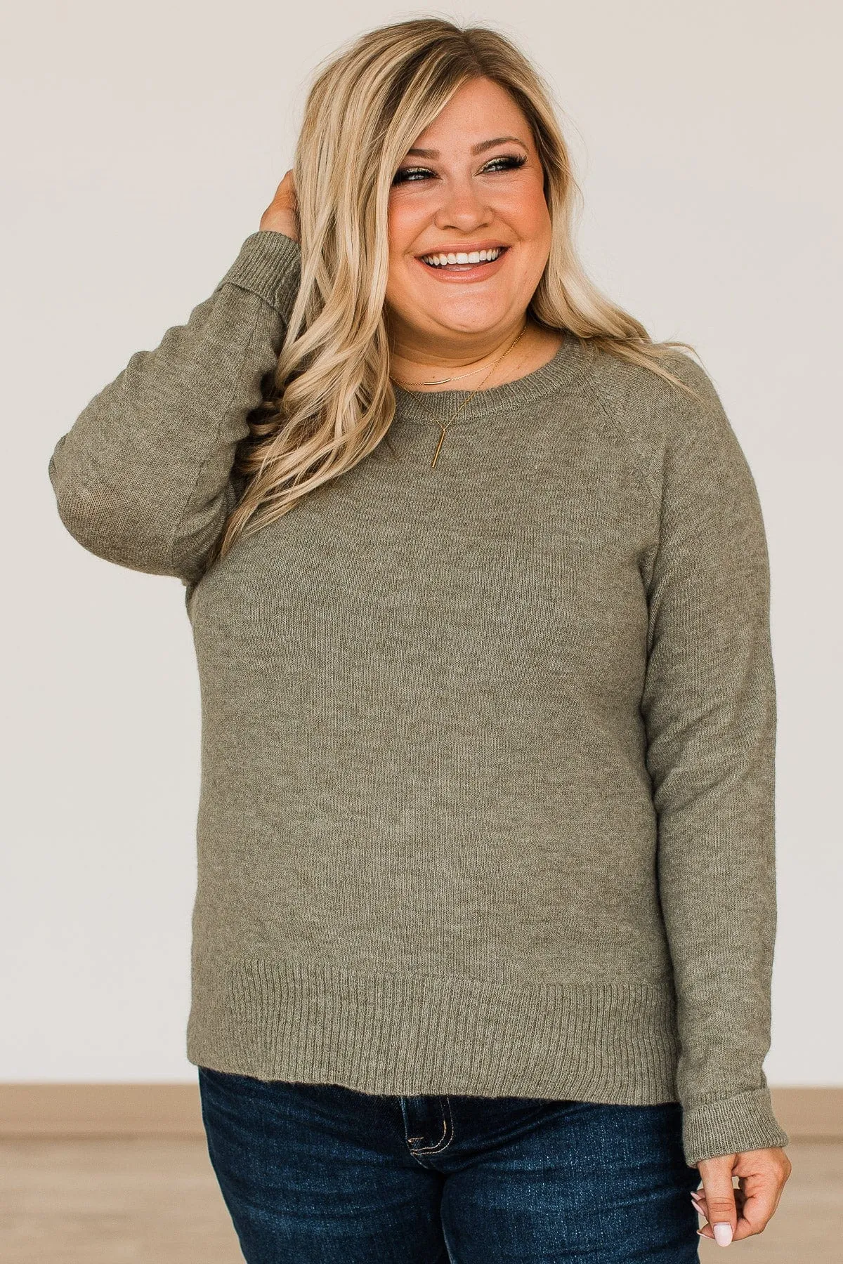 No Regrets Brushed Knit Sweater- Olive