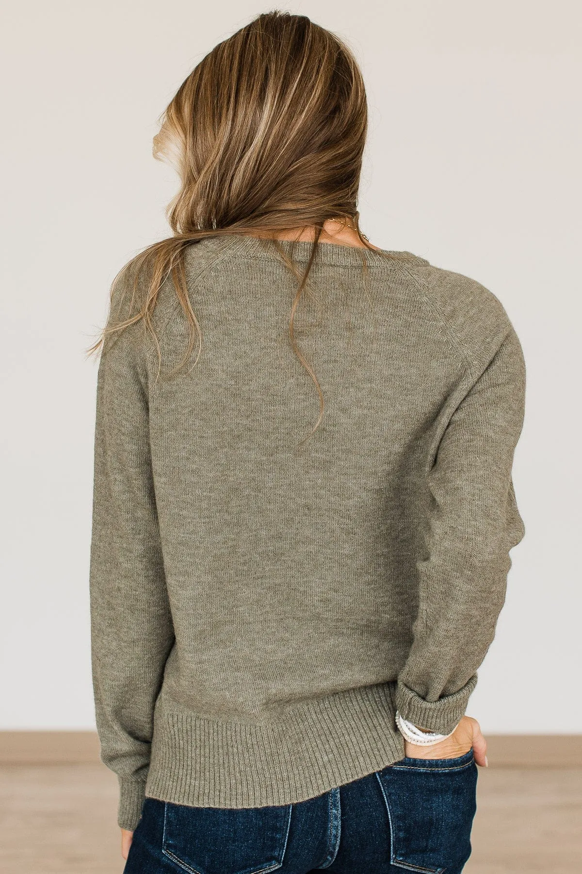 No Regrets Brushed Knit Sweater- Olive