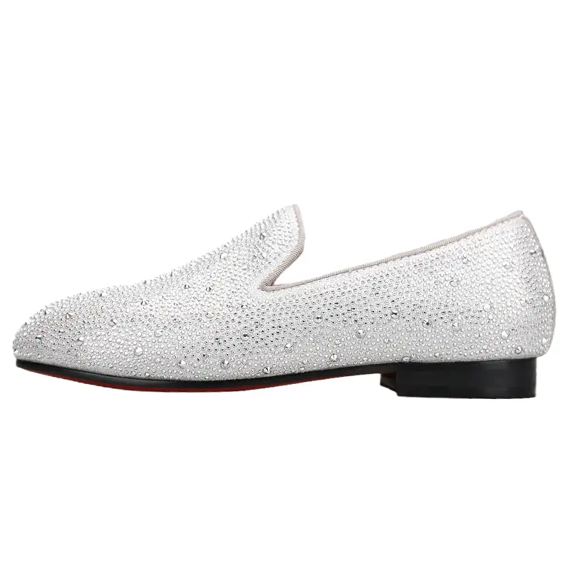 OneDrop Kid Sliver Leather Children Crystal Rhinestone Handmade Shoes Wedding Birthday Prom Party Loafers