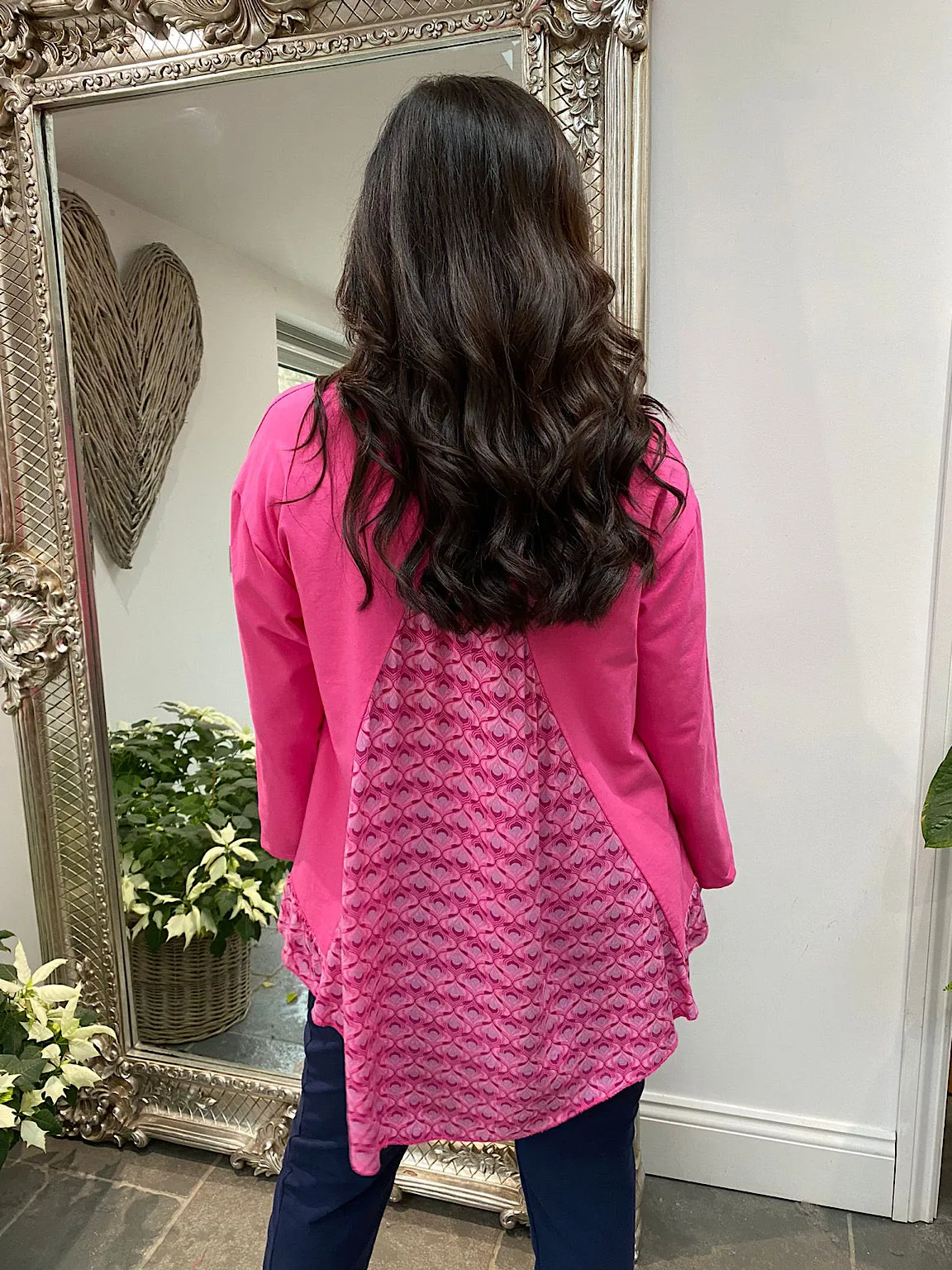 Patterned Back Scoop Neck Top Rose