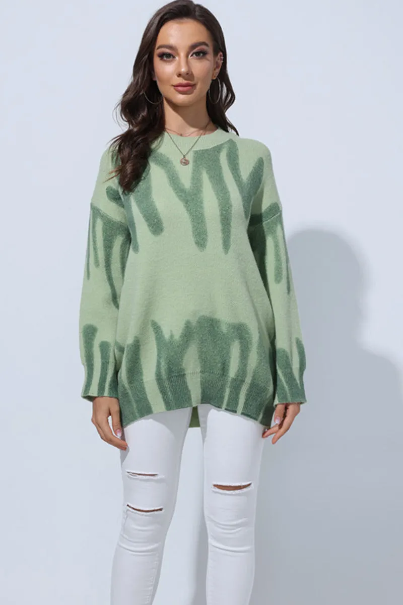 Patterned Crew Neck Jumper