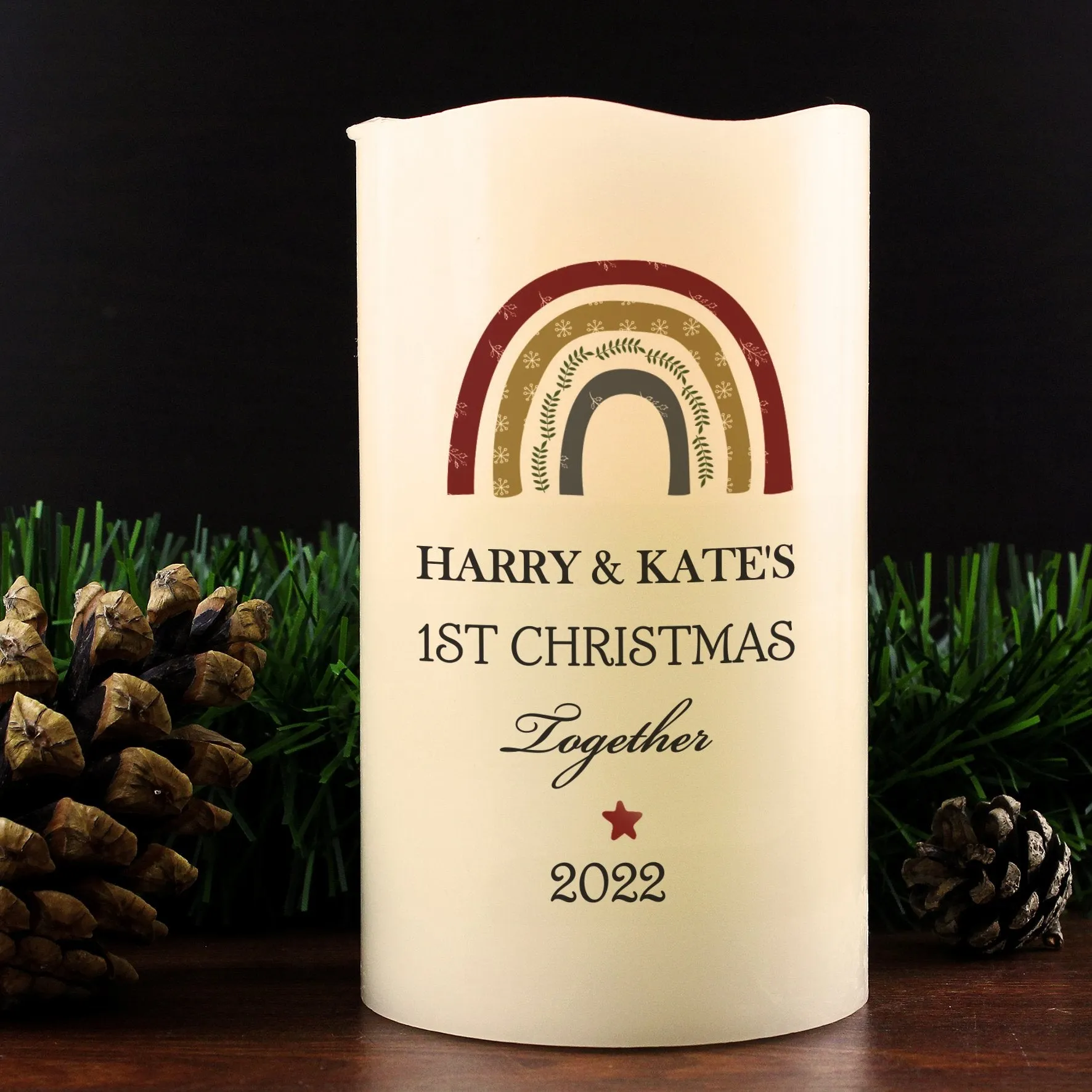 Personalised Christmas Free Text LED Candle