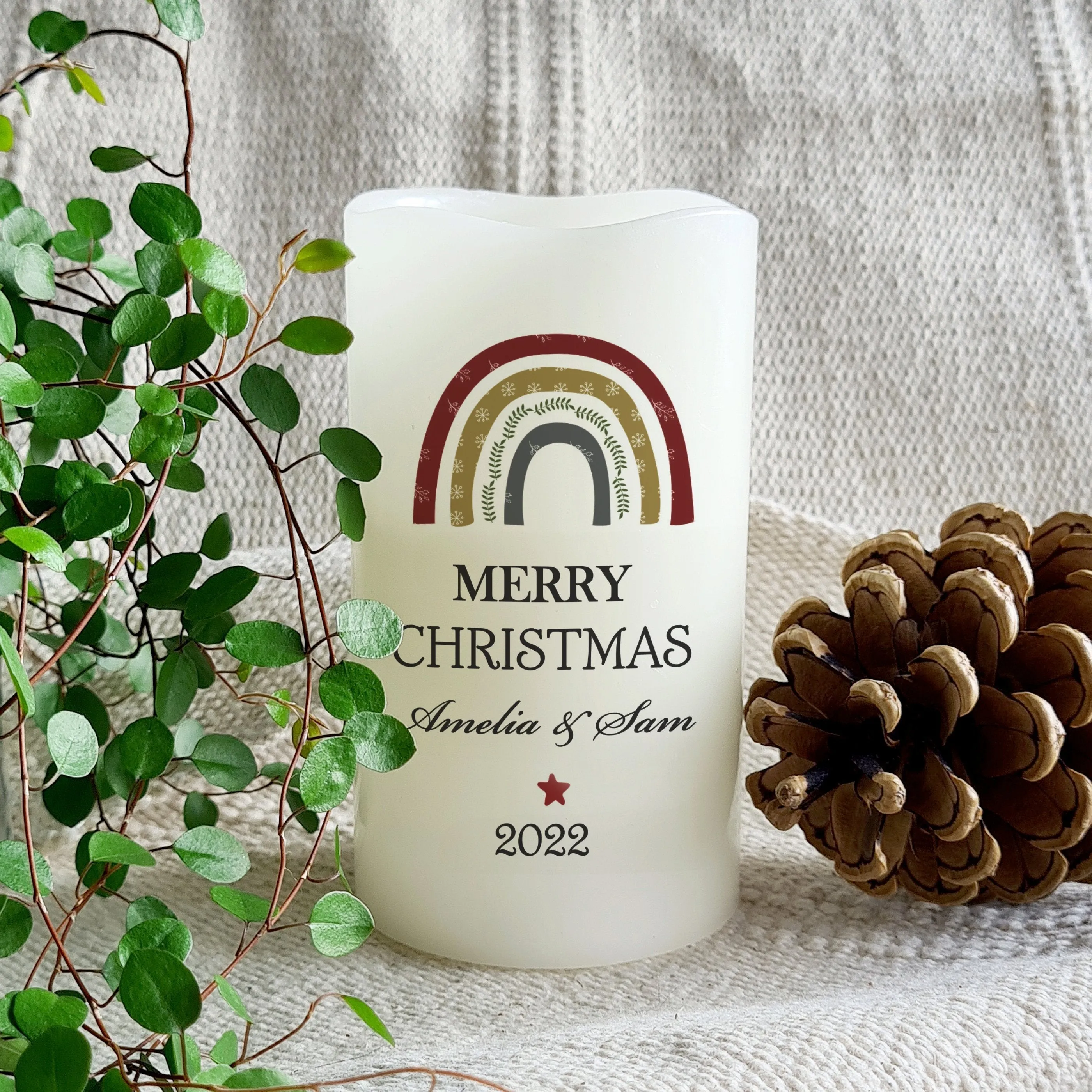 Personalised Christmas Free Text LED Candle