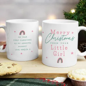 Personalised Merry Christmas From Your Little Girl Mug