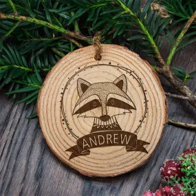 Personalised Woodland Raccoon Christmas Tree Decoration