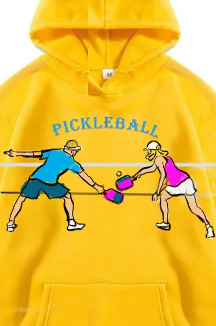 Pickleball Couple Players Graphic Hoody Sweatshirts Unisex Cold Weather Sport