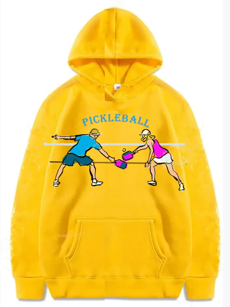 Pickleball Couple Players Graphic Hoody Sweatshirts Unisex Cold Weather Sport