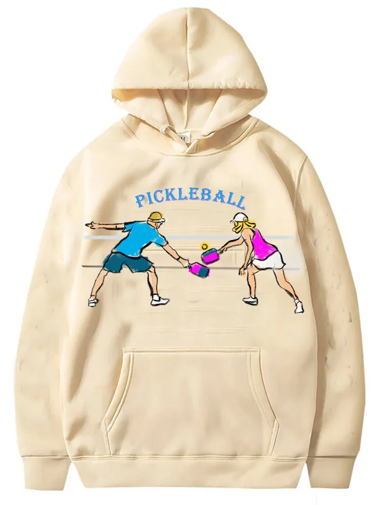 Pickleball Couple Players Graphic Hoody Sweatshirts Unisex Cold Weather Sport