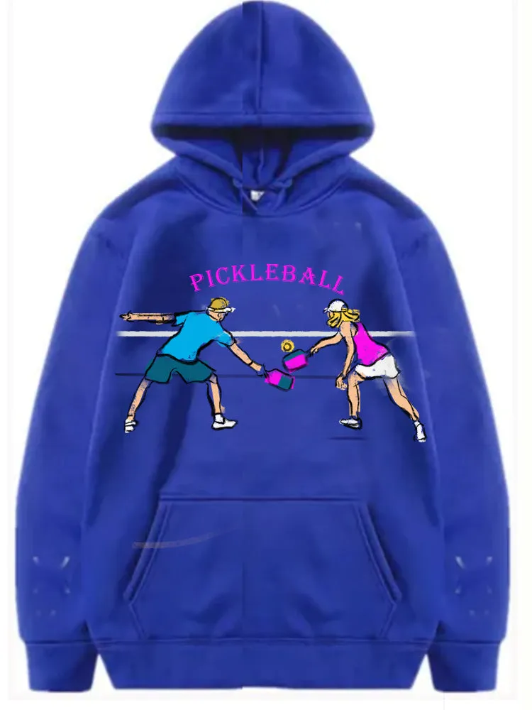 Pickleball Couple Players Graphic Hoody Sweatshirts Unisex Cold Weather Sport