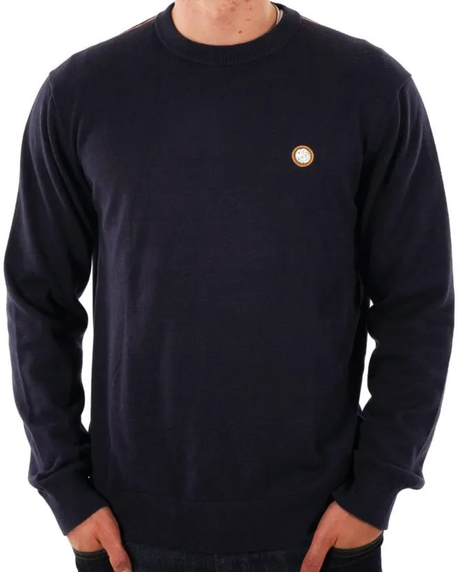 Pretty Green Cotton Tipped Knit Jumper Navy