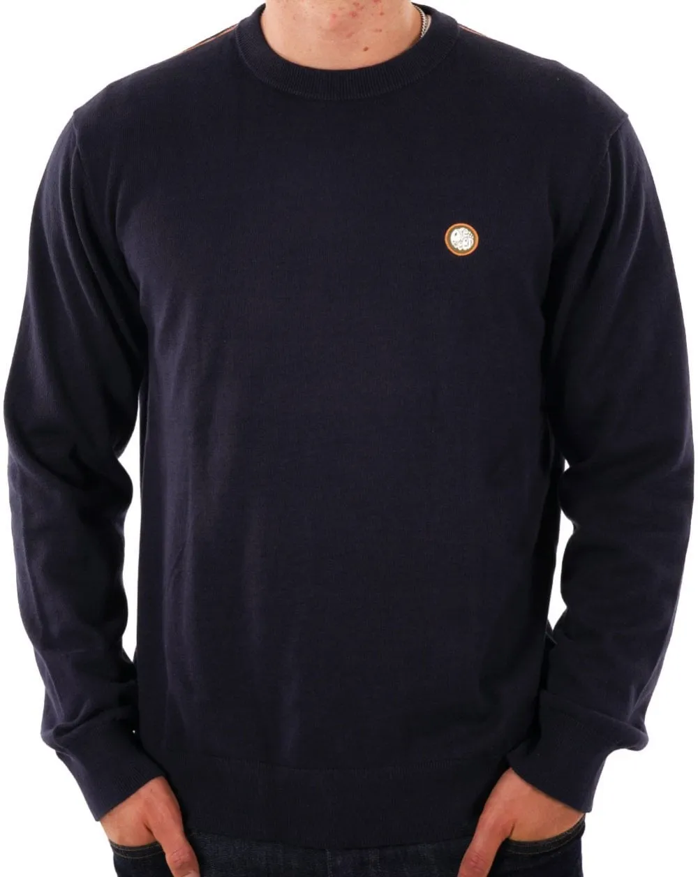 Pretty Green Cotton Tipped Knit Jumper Navy