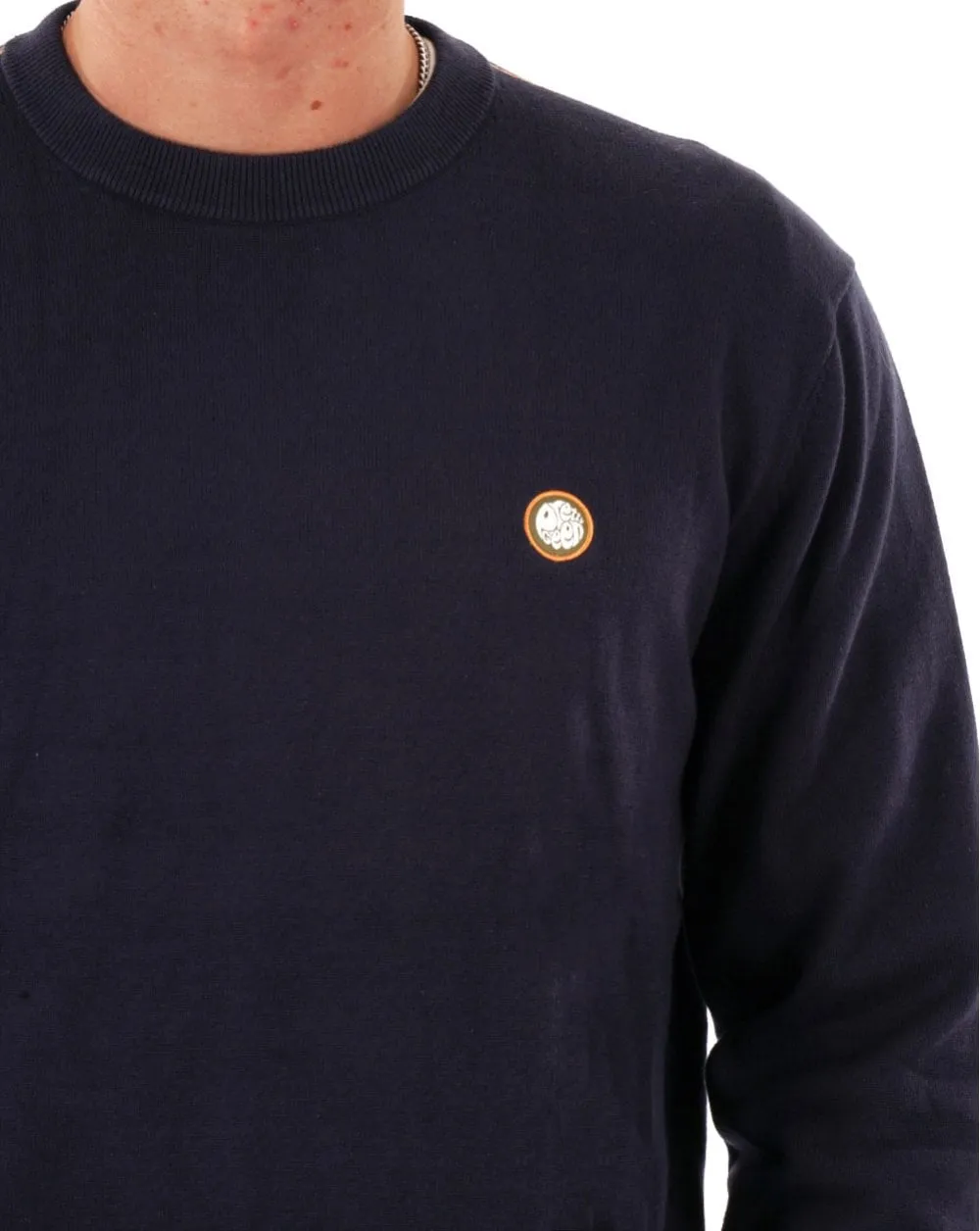 Pretty Green Cotton Tipped Knit Jumper Navy