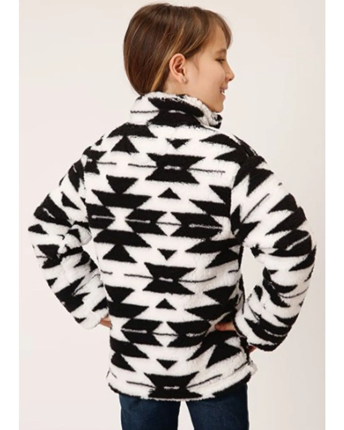 Product Name:  Roper Girls' Southwestern Print Fuzzy Polar Fleece Pullover