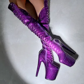 Purple Rain Over Knee Boot - 8 INCH - New Style - Check description