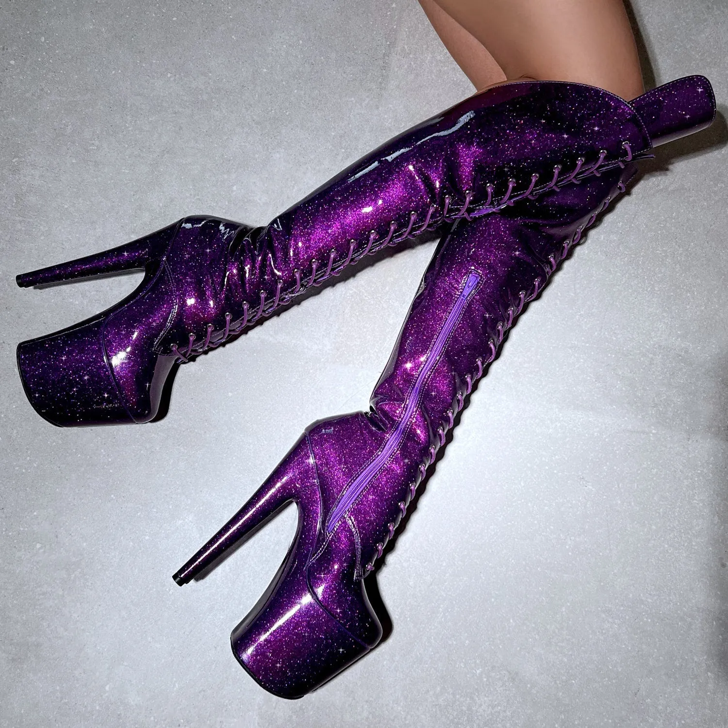 Purple Rain Over Knee Boot - 8 INCH - New Style - Check description