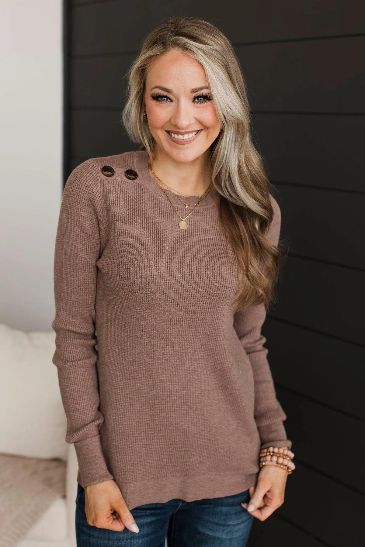 Reasons To Smile Knit Sweater- Mocha