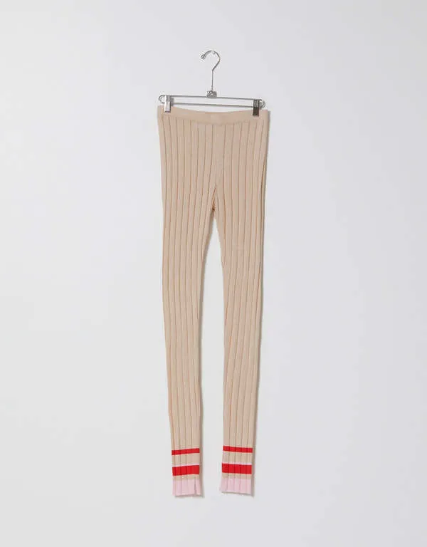 Ribbed legging  - Combo almond/Chili