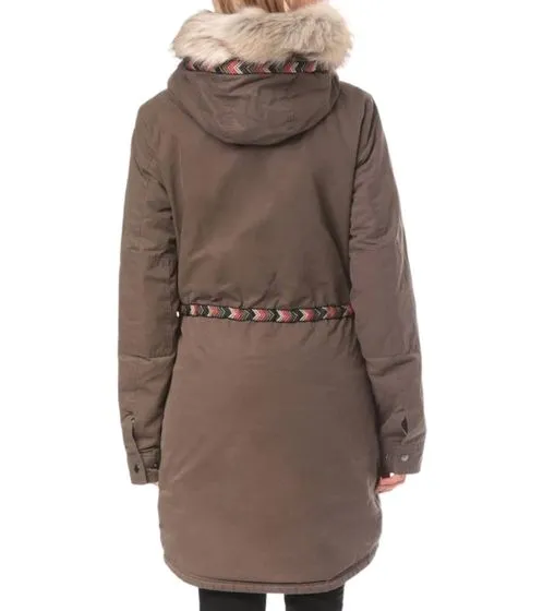 RIP CURL Montauk giacca invernale da donna riscaldante parka cappuccio con pelliccia removibile GJKCM4 8535 marrone