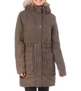 RIP CURL Montauk giacca invernale da donna riscaldante parka cappuccio con pelliccia removibile GJKCM4 8535 marrone