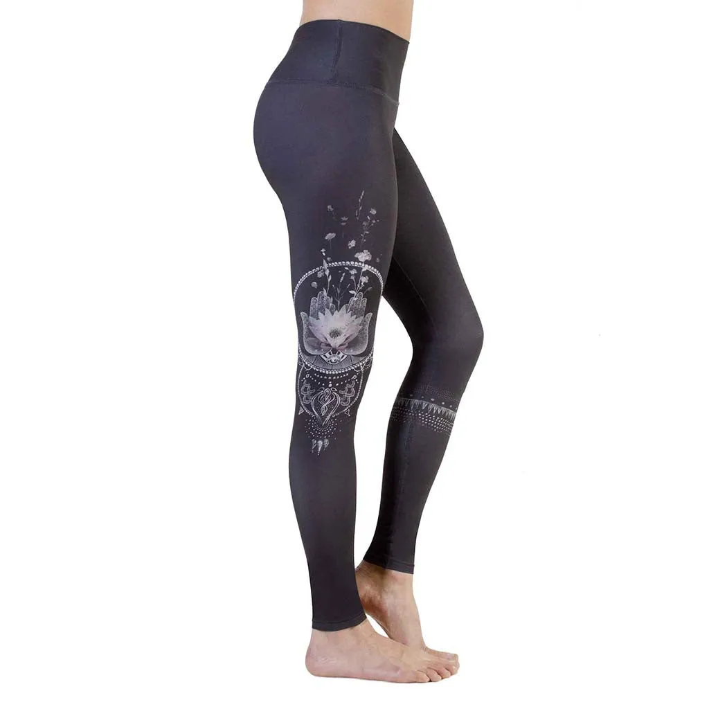 Rose Buddha legging de yoga hamsa fleuri