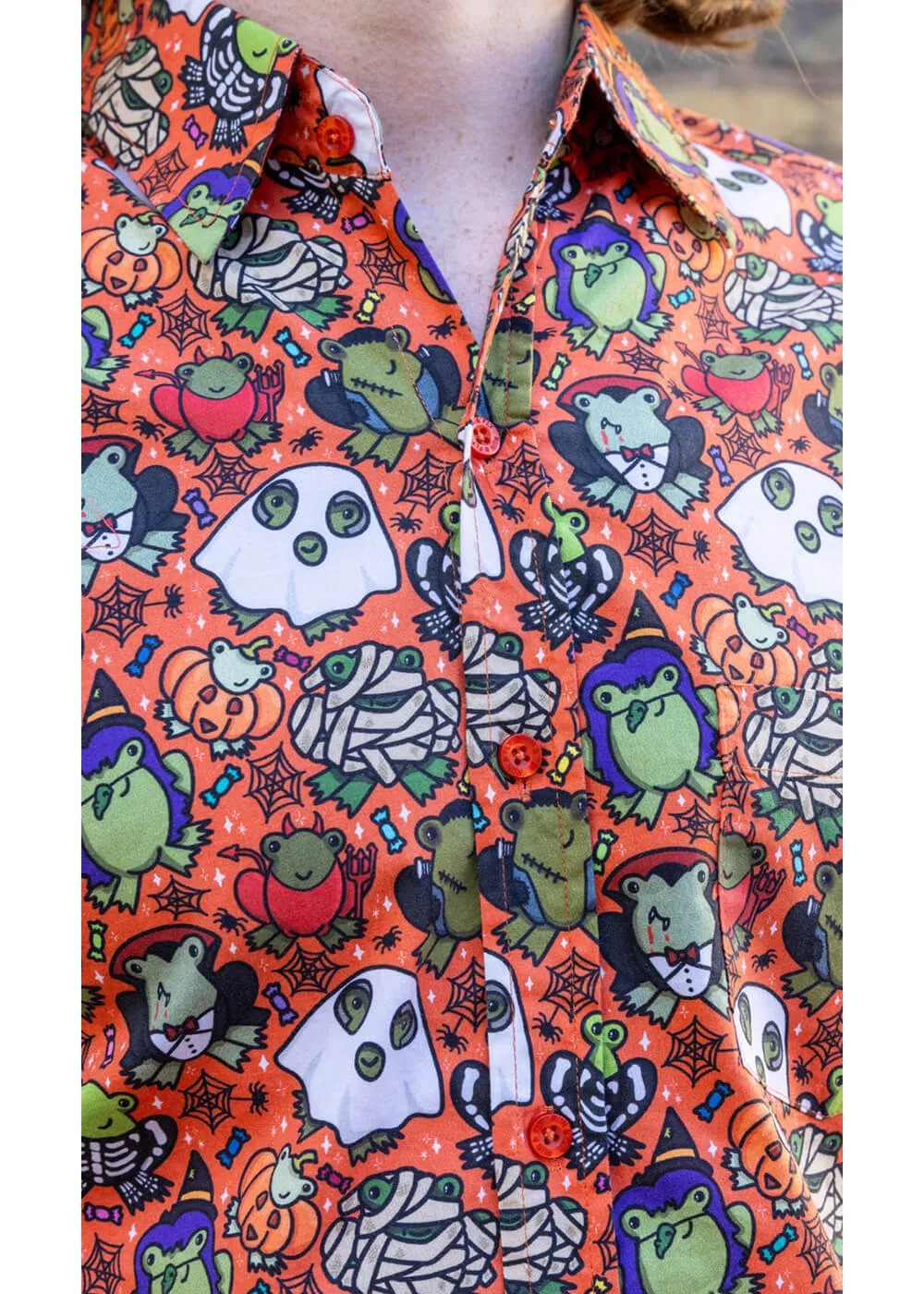 Run & Fly Men's Halloween Party Frog Shirt Orange