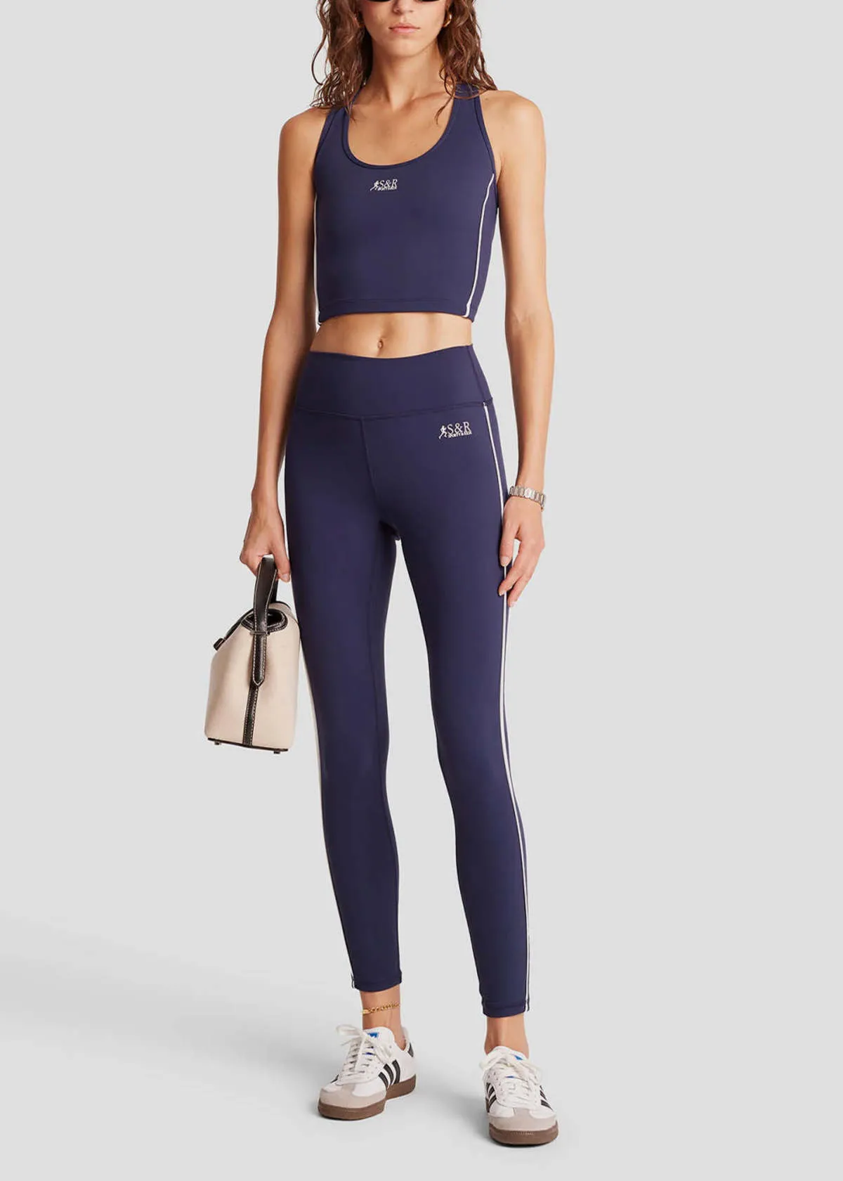 Runner Legging - Navy/White