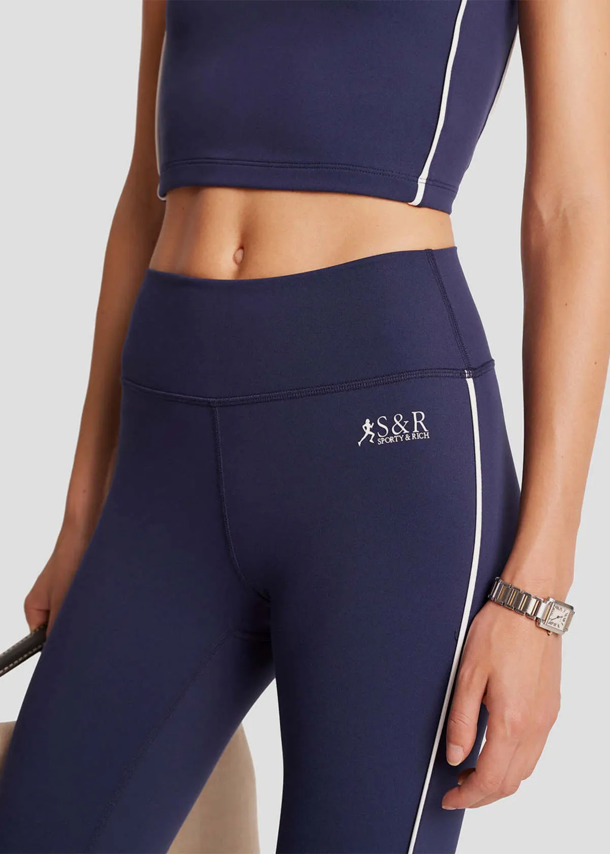 Runner Legging - Navy/White