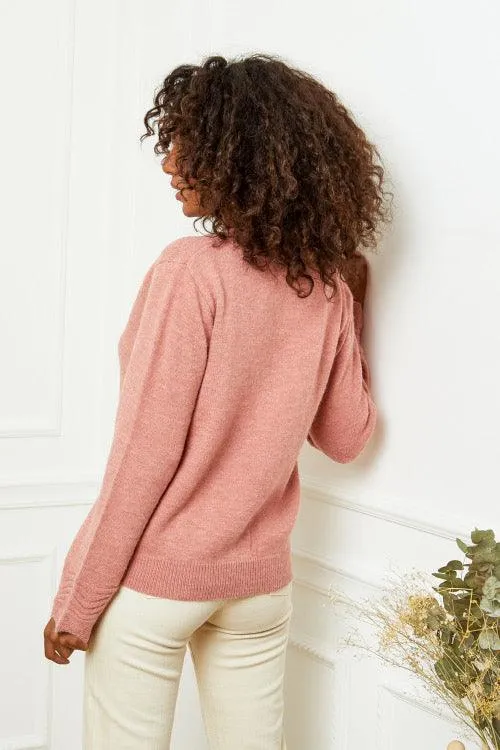 Scallop Trimmed Knit Jumper in Pink