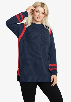 Side Stripe Mockneck Sweater