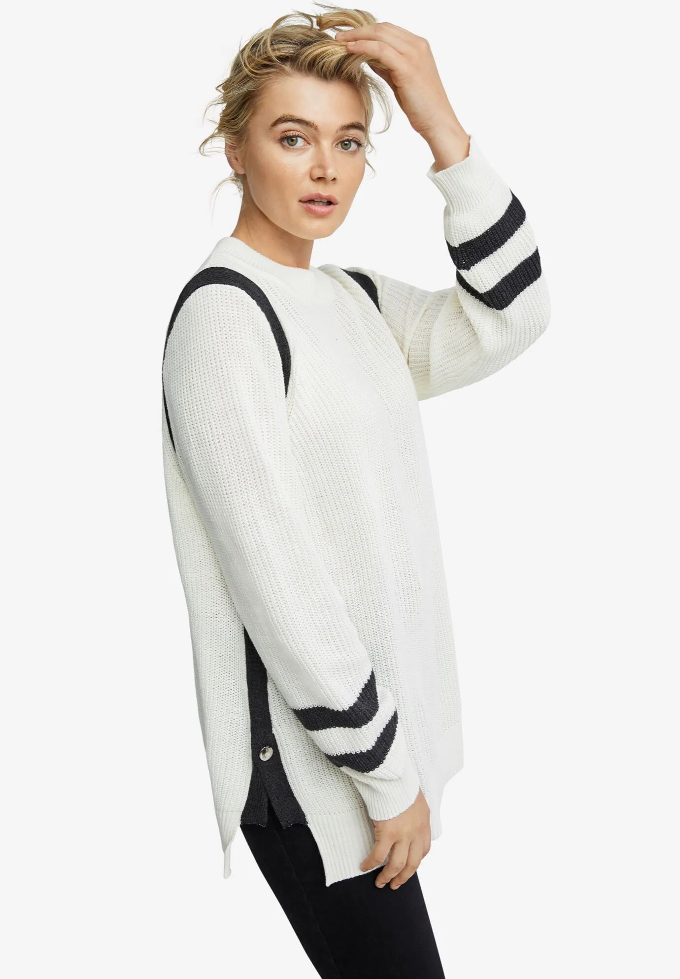 Side Stripe Mockneck Sweater