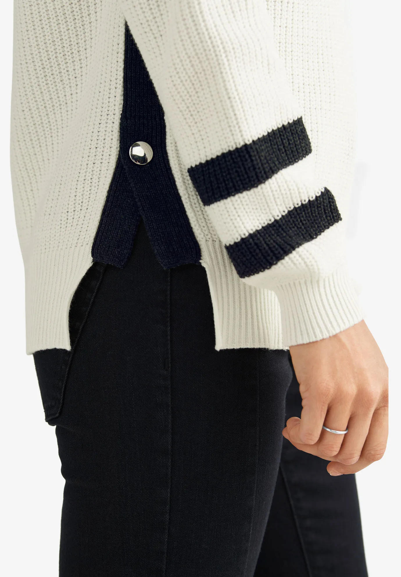 Side Stripe Mockneck Sweater