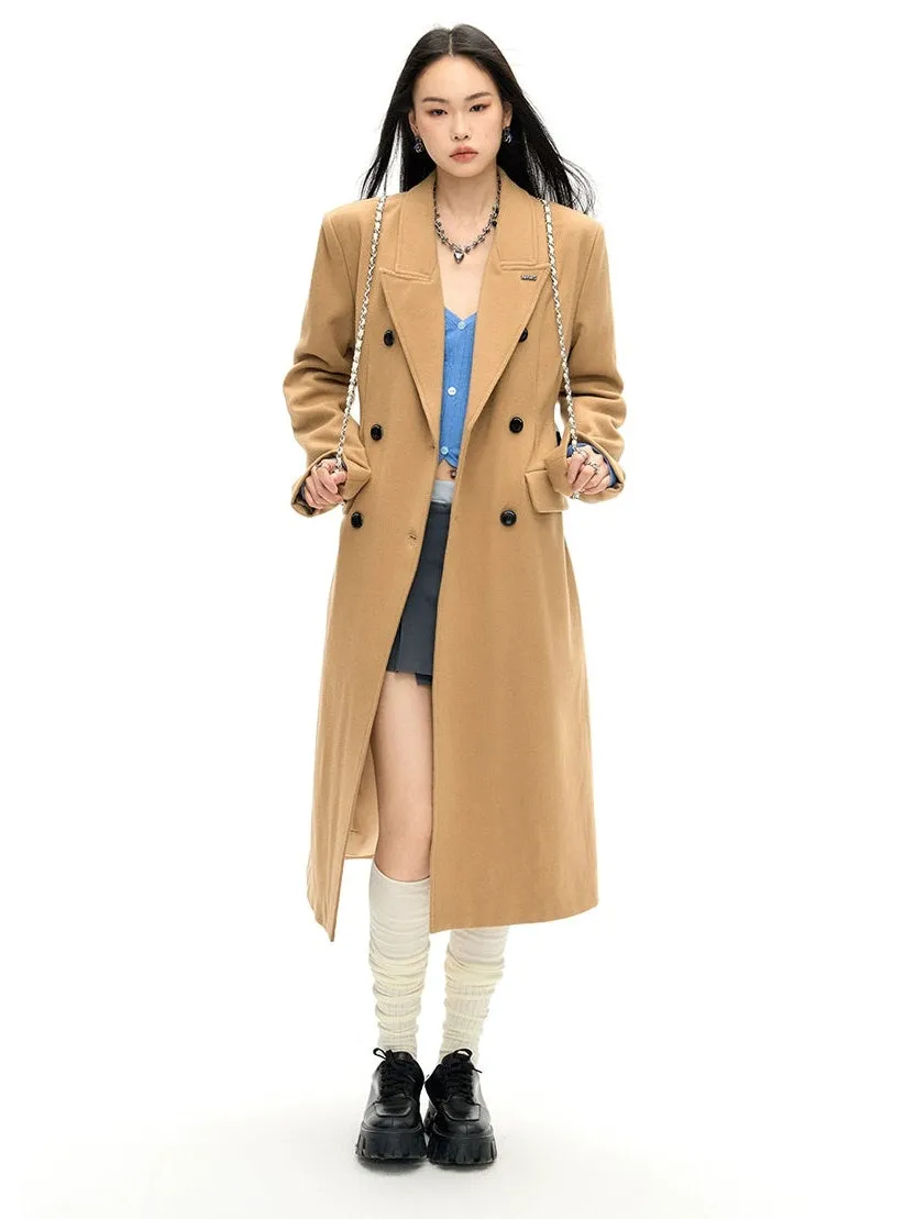 Slim Waist Double Blest Long Coat