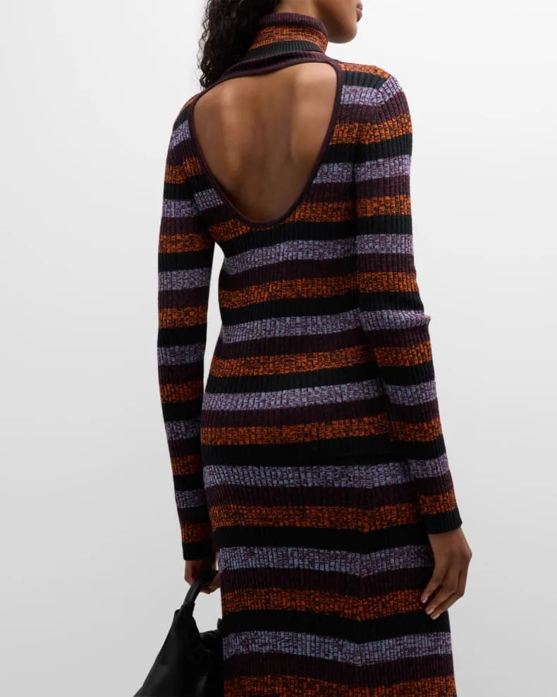 Sprayed Merino Rib Open Back Sweater