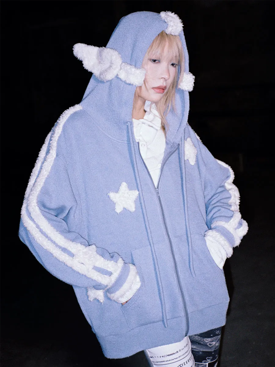 Star Boa Hoodie Knit Fancy Parka