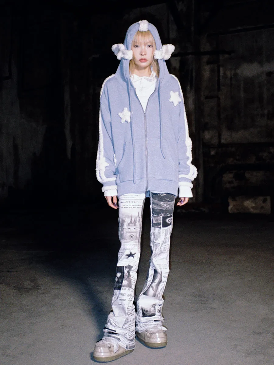 Star Boa Hoodie Knit Fancy Parka