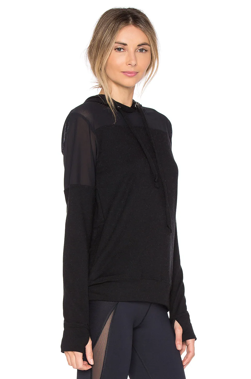 Strut This Austin Mesh Hoodie Sweatshirt Black