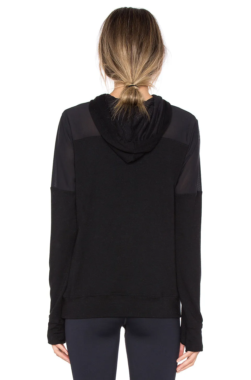 Strut This Austin Mesh Hoodie Sweatshirt Black