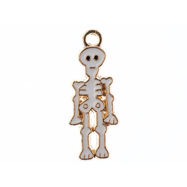 Sweet and Petite Enamel Charms, White Skeleton 26x10mm (1 Piece)