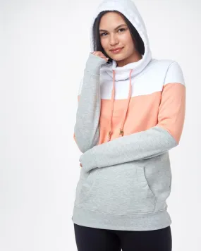 Tentree Fleece Color Block Banshee Hoodie in White/Orange/Grey